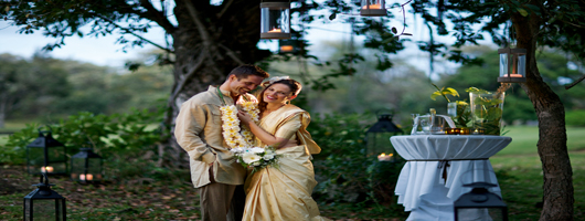 Mauritius wedding ceremonies can have garden or beach settings
